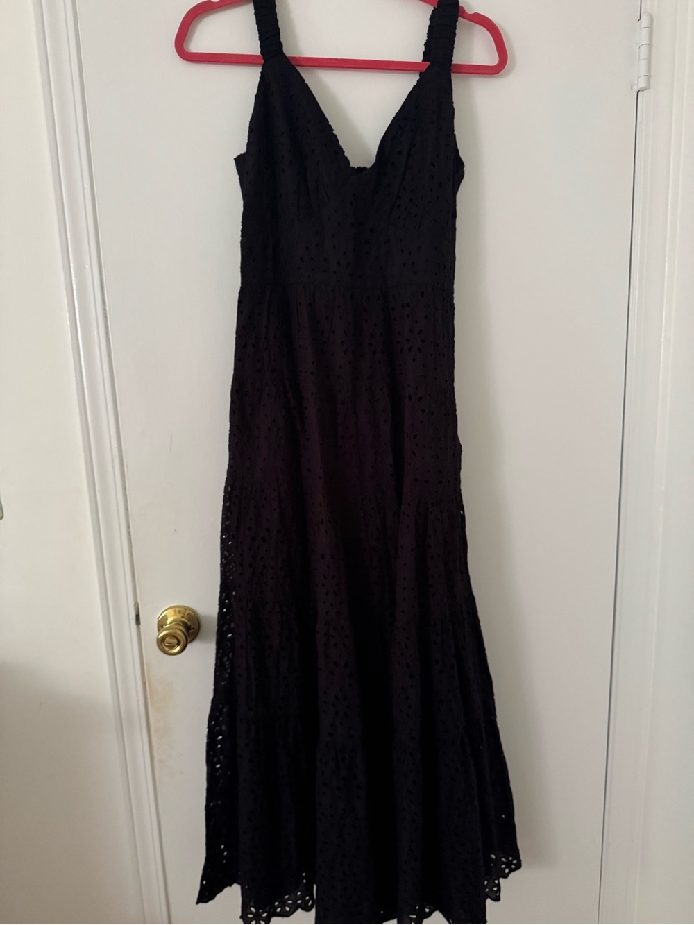 Abercrombie & Fitch Black Eyelet Tiered Maxi Dress